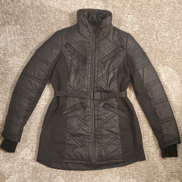 Michael Kors Mixed Media Black Puffer Coat - Picture 2 of 11